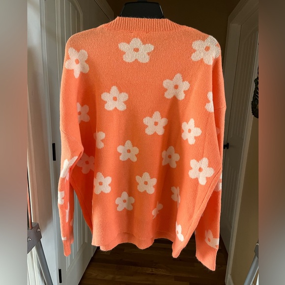 NWT Orange & White Sweater by MIMOSA size Medium ~ - Picture 2 of 4